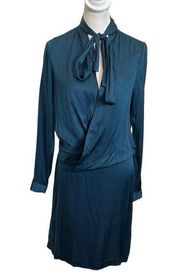 Diane Von Furstenberg DVF Rosalie Faux Wrap Long Sleeve Mini Dress Womens Size 8