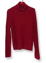 Vintage Jeanne Pierre Red Cable Knit Turtleneck Sweater