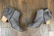 Mata Gray Faux Suede Fringe Ankle Boots Size 8.5