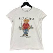 Polo Ralph Lauren Bear Shanghai Shirt Womens Juniors S White Cotton Graphic Tee