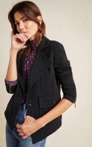 Anthropologie Marrakech‎ Sylvia Moto Knit Jacket Blazer Black Womens Size S $158