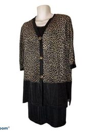 Nina Piccalino 10 jacket & dress cheetah‎ black women 170203