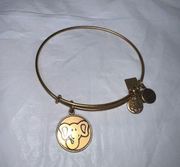 ALEX AND ANI  Elephant Charm Bangle Bracelet Gold Tone RARE RETIRED