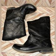SBlack Buckle Calf High Bootie Women’s Boots