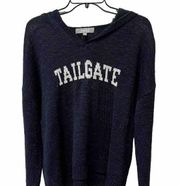 Marled Reunited Clothing "Tailgate" Hooded Knit Sweater Women's Sz XL Navy Blue