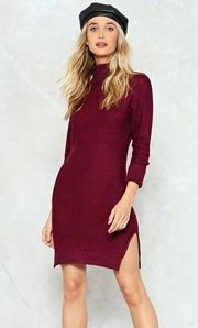 burgundy sweater dress