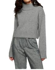 NWT Reformation Elvezia in Mid Grey Regenerative Wool Boxy Turtleneck Sweater S