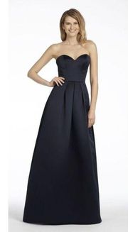 Hayley Paige Ocassions Strapless A-Line Satin Gown Sweetheart Neckline Indigo 8