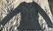 Alberto Makali lightweight embellished sweater, charcoal, medium