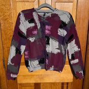 Relativity Plum & Gray Cardigan MEDIUM