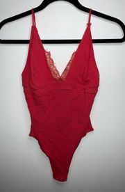 Free People Red Lace Bodysuit