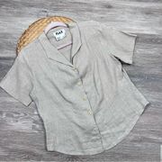 FLAX beige 100% linen button down blouse lagenlook art to wear