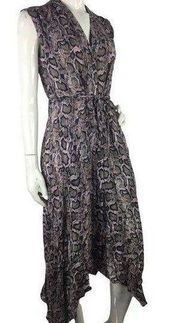 AllSaints Tate Misra Snake Print Maxi Dress Asymmetric