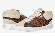 Marc Fisher LTD Fashion Sneakers Size 8 Leather Faux Shearling Leopard Print