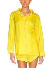 Revolve Plush Faux Silk Pajama Set in Yellow & Pink