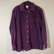 L.L. Bean Women’s Purple Corduroy Button Down Shirt Large