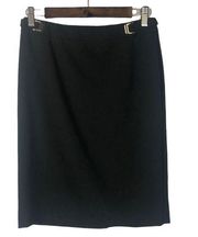 New York & Company Black Pencil Skirt Gold Buckle Detail 0