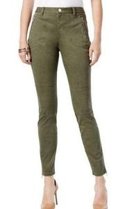 "INC" ARMY GREEN ZIPPED SKINNY LEGS UTILITY JEANS PANTS SIZE: 10 NWT $80