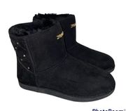 NWOT Juicy Couture Kingle Black Suede Fuzzy Ankle Boots