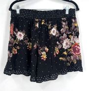 Francesca's Women's Polka Dot Floral Front Tie Shorts Black Size XS NWT Hi rise