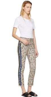 ISABEL MARANT ETOILE ECRU UGO STRETCH BLUE WHITE FLORAL SIDE STRIPED JEANS 4