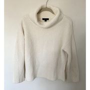 Chenille Turtleneck Chunky Oversize Sweater Winter White Sz XS