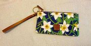 Dooney and Bourke daffodils floral wristlet with key ring.  zip closure pretty