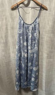 Lou & Grey Silky Blue & White Pattern Boho Slip Dress