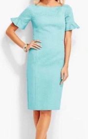 Tiffany Blue Jacquard Brocade Sheath‎ Dress