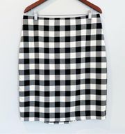 Checkered Pencil Skirt Black White Gray Size 12 EUC