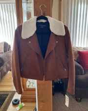 Amaranta Faux Shearling Suedette Biker Jacket Women’s Size 2