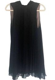 BB Dakota Mini Dress High Neck Pleated Black Dress Medium
