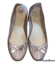 Dreamed by Melissa Gold Perforated Jelly Ballet Flats with Bow size 8
