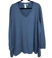 LOGO Lounge V-Neck Long Line Pocket Sweatshirt in Blue - Size 2X