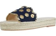 JACK ROGERS Palmer Slide Espadrille Sandal Midnight Blue Gold Jute 6 NWB