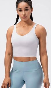 Lavento Women's Longline Sports Bra - Crop Tank Top with Built in Bra