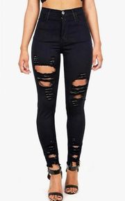 Vibrant distressed black skinny jeans size 5 (26)