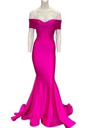 Jessica Angel Off The Shoulder Mermaid Gown Fuchsia Pink Size XS NWT