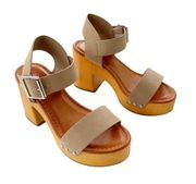 MIA Nira Sabrinda Faux Leather Y2K Chunky Tan Clog Sandal Size 6.5 WORN ONCE