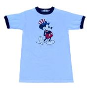 Vintage 90s Mickey Mouse American Flag USA 4th Of July Ringer Graphic T-shirt