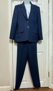 Pendleton Vintage 100% Wool Blue fully lined pants/Jacket suit Women's size 12