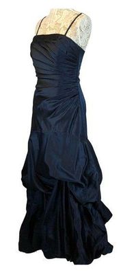 Impression Strapless gown ruching to side bustled back navy dress size 14