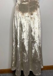 NWT House of Harlow 1960 Velvet Maxi Skirt 27 Gold Chrome Pleated Evening Party