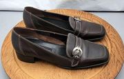 ETIENNE AIGNER 'JULES' Classic Brown Leather Buckle Loafers Women's Size 7