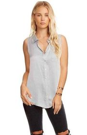 Chaser Silky Rolled Button Down Sleeveless Top Women’s Size Medium New w/ tags!
