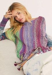 Free People Radiate Poncho Sweater - Rainbow Brite Medium