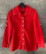 Men’s VTG 60s Jack Winter Button Up Shirt Size Small Red Long Sleeve Western