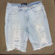 Distressed Denim Bermuda Shorts