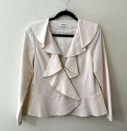 Neiman Marcus Coat Blazer Womens Size 10 Silk Ruffle Designer Coquette Career