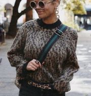 & Other Stories Leopard Print Wool Alpaca Crewneck Sweater- Size XS
